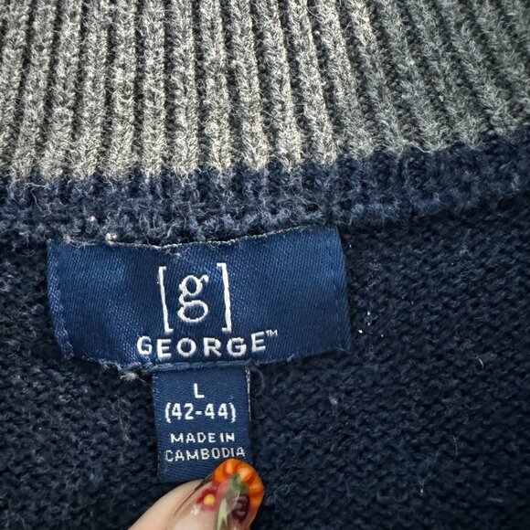 Men's Navy Blue Knit Quarter-Zip Sweater – Size Large - Great Condition - Picture 7 of 9